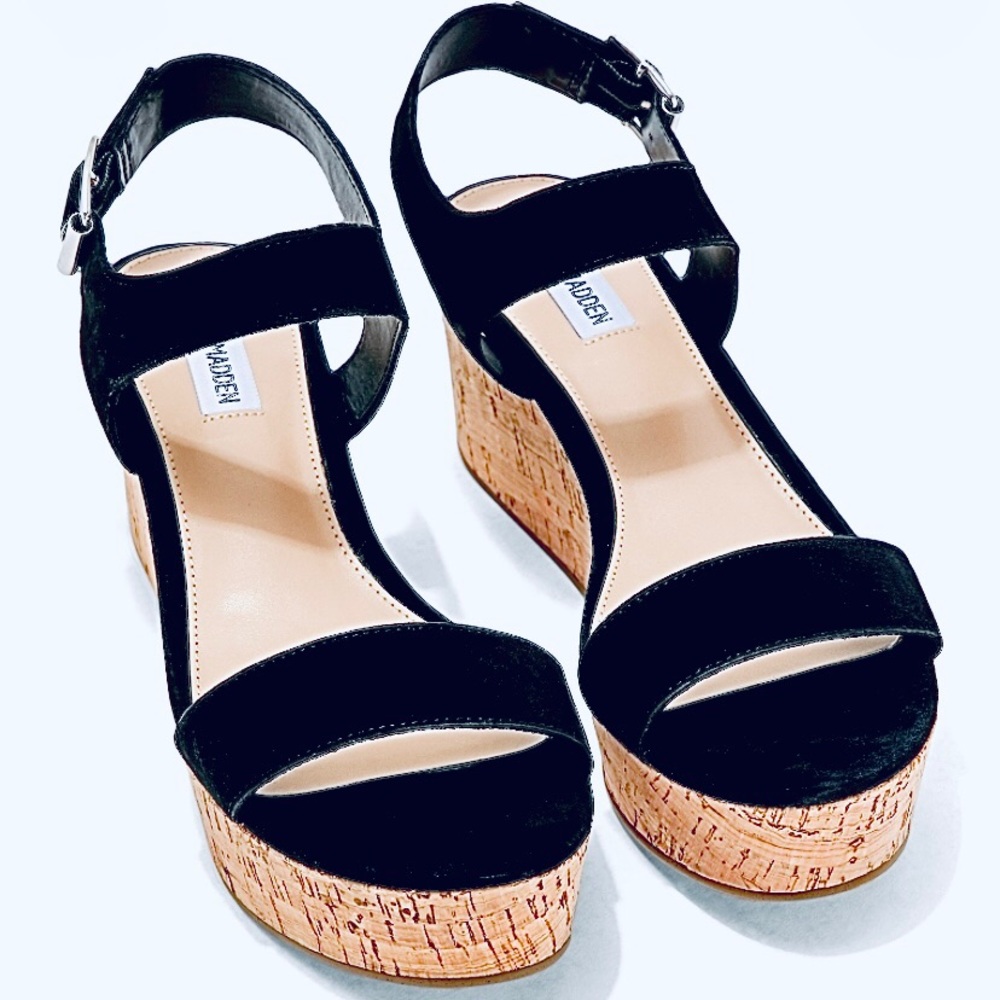 Steve Madden Breathe Black Platform Sandal 9.5